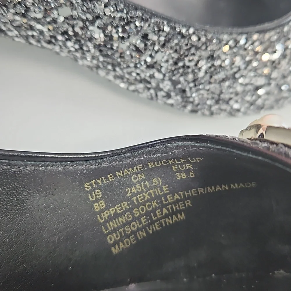 Kate Spade Silver Buckle Up Glitter Flats Size 38.5 - Picture 15 of 15